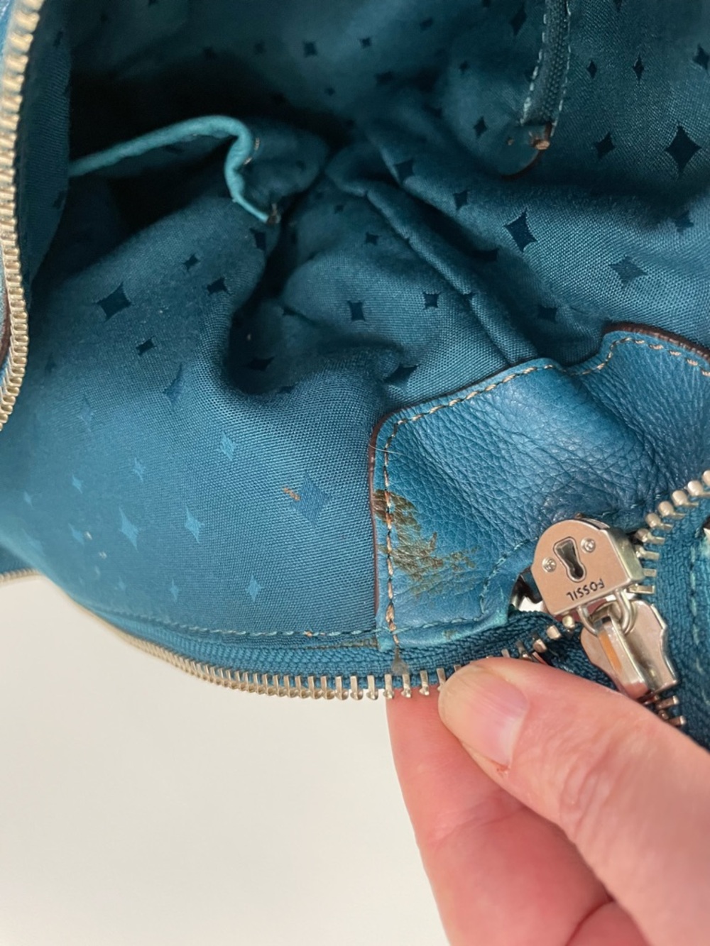 Fossil Teal Leather Maddox Hobo Shoulder Bag - Picture 7 of 12